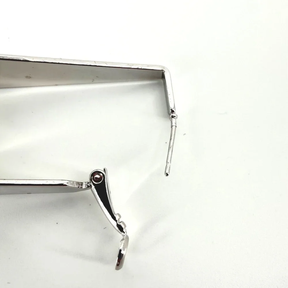 Geometric Art Trapezoid Hoop Pierced Earrings Gold and Silver Tone Set 2 Pairs